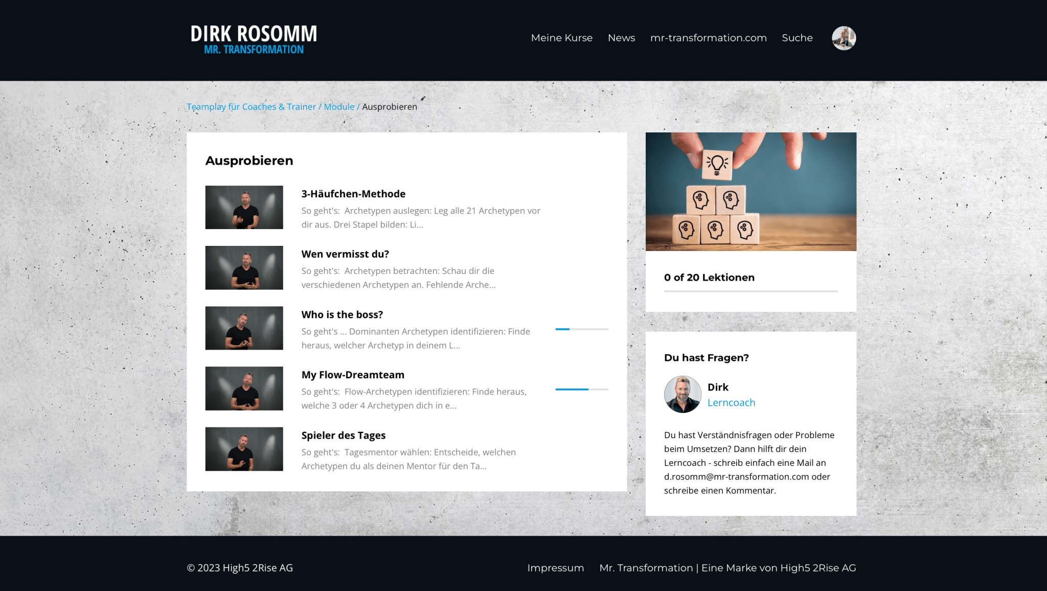 Ergänzungskurs: Trainer & Coaches - Mr. Transformation Shop