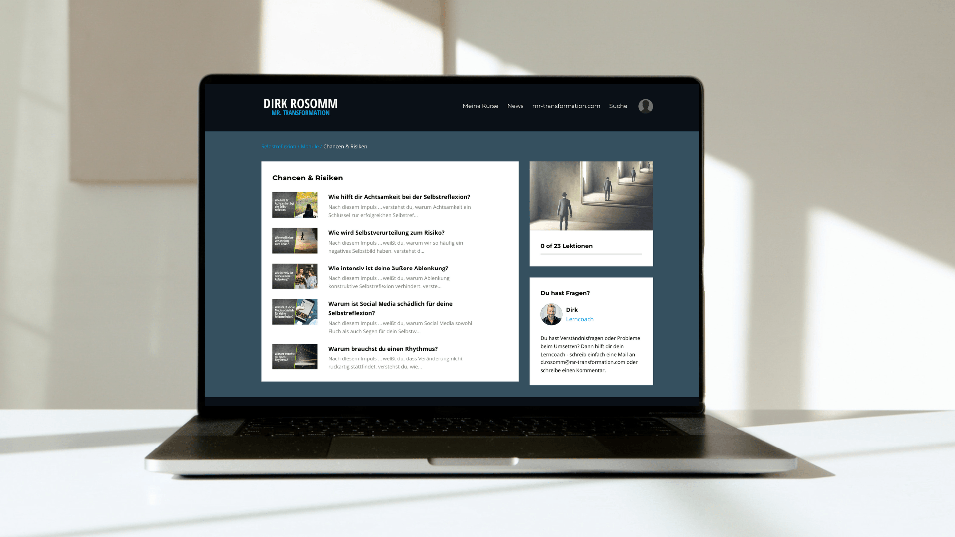 Videokurs: Selbstreflexion - Mr. Transformation Shop