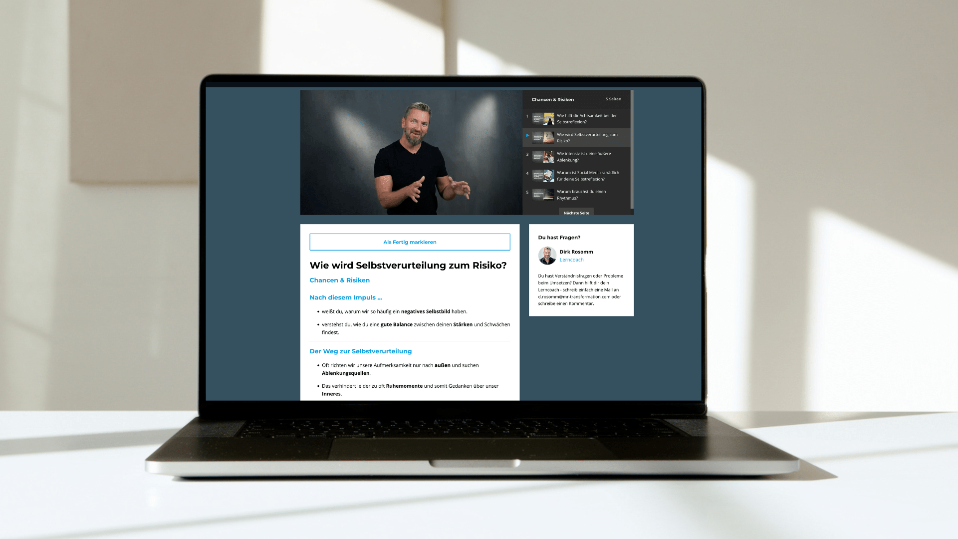 Videokurs: Selbstreflexion - Mr. Transformation Shop