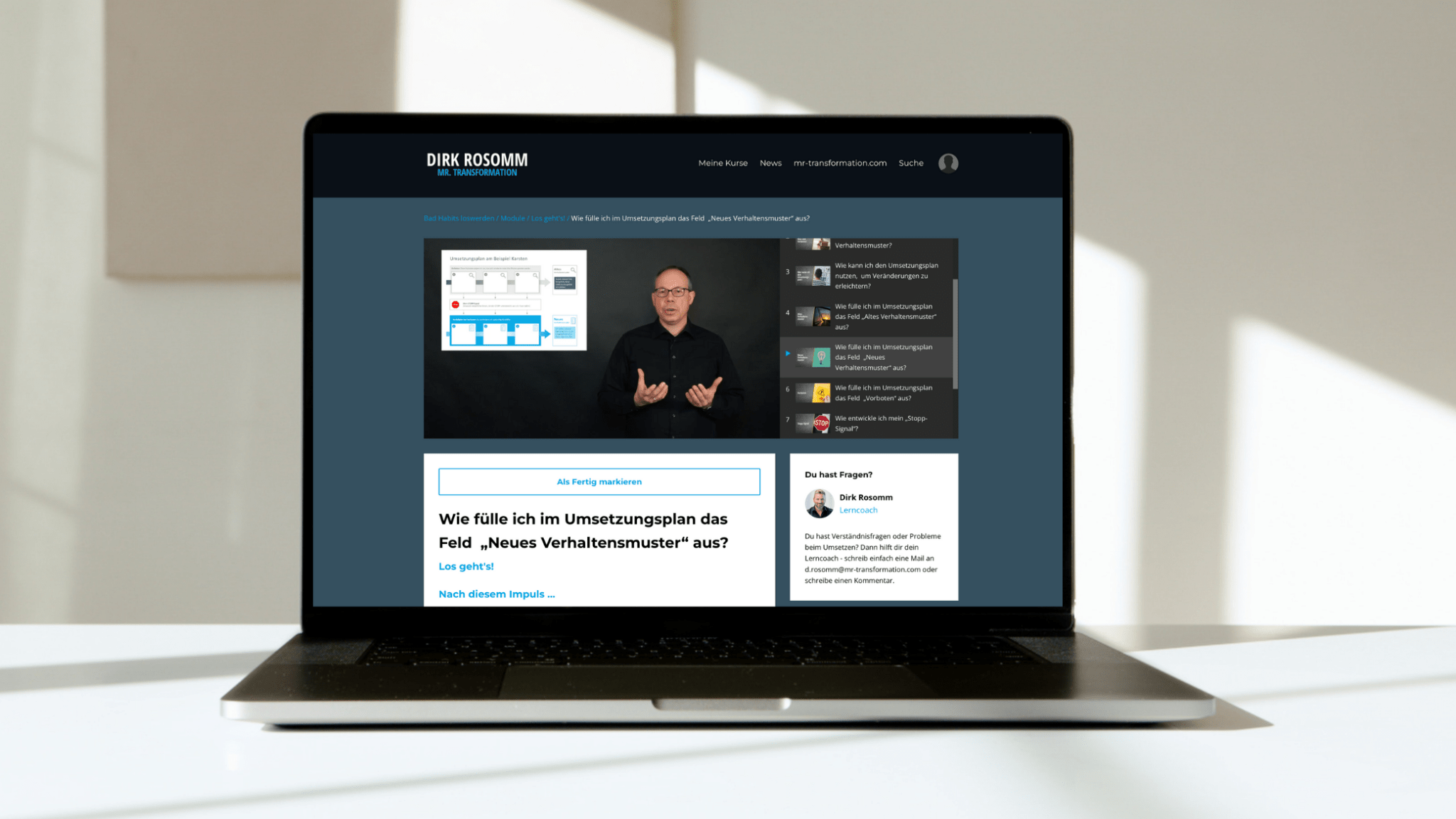 Videokurs: Bad Habits loswerden - Mr. Transformation Shop